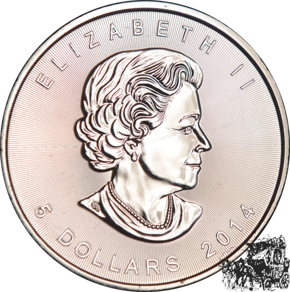 5 Dollar 2014 - Maple Leaf - Goldapplikation 5 Dollar 2014 - Maple Leaf - Goldapplikation