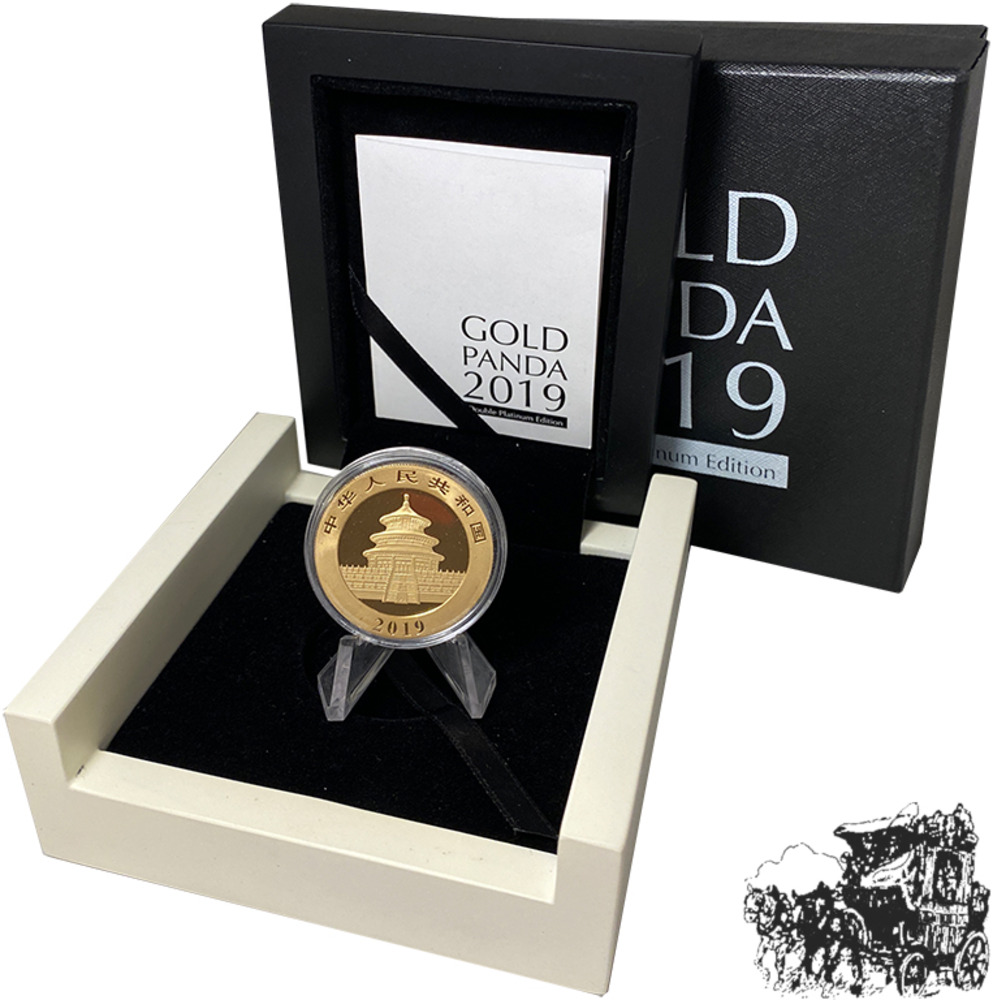 500 Yuan 2019 - Panda in Doppel Platin Editon im Etui mit Zertifikat