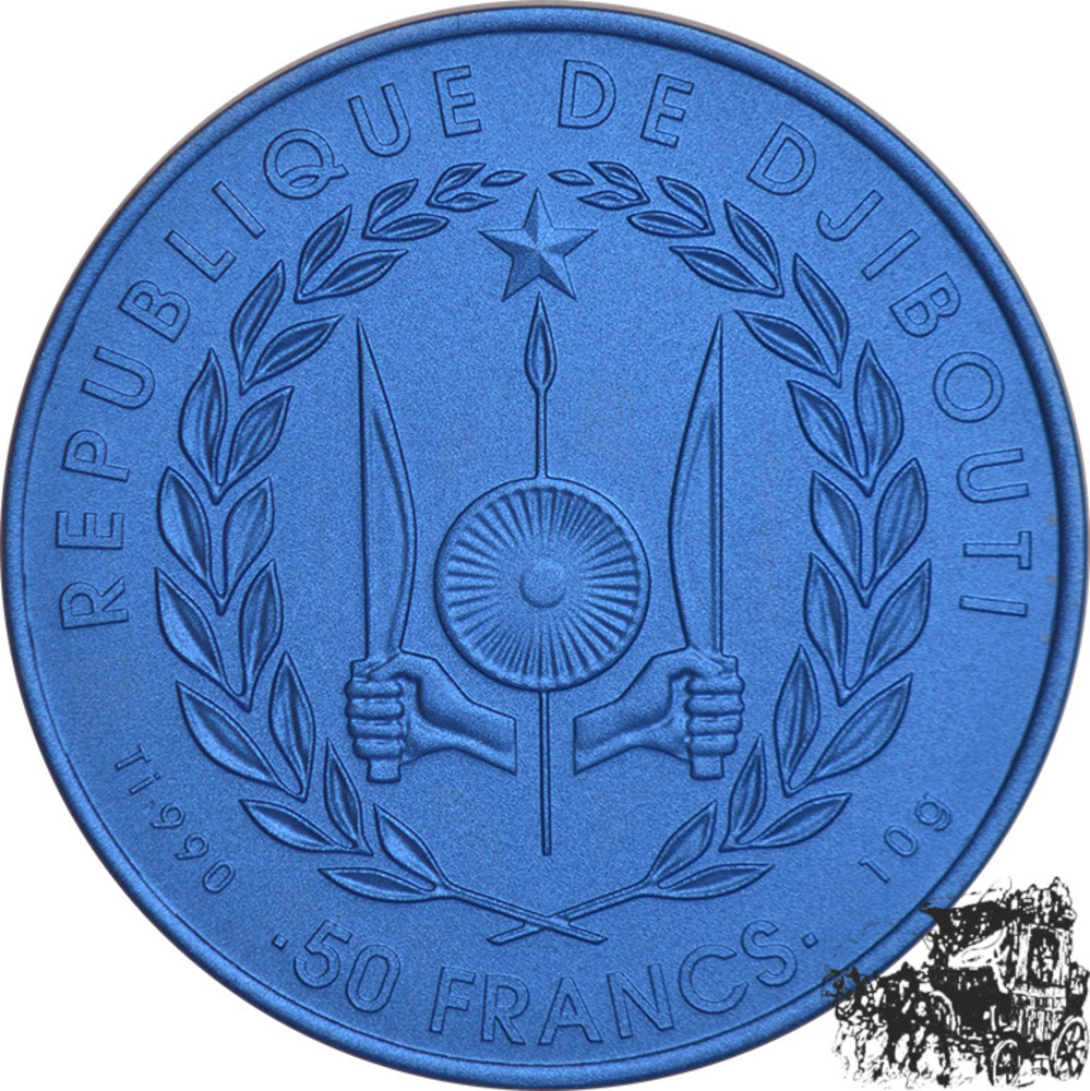 50 Francs 2019 - Bohrinsel, Brilliant uncirculated, Titan, selten, Farbe: blau, Titanium Collection 50 Francs 2019 - Bohrinsel, Brilliant uncirculated, Titan, selten, Farbe: blau, Titanium Collection