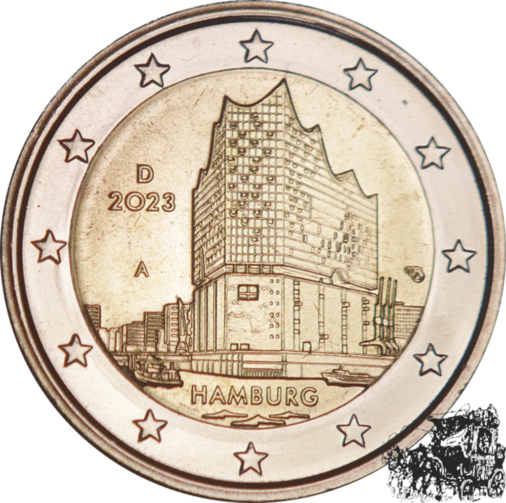 2 Euro 2023 A - Elbphilharmonie, Deutschland 2 Euro 2023 A - Elbphilharmonie, Deutschland