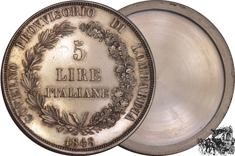 5 Lire 1848 M - Österreich/Mailand, Schraubtaler mit Daguerrotypie