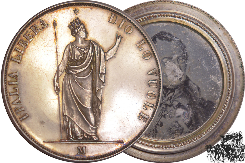 5 Lire 1848 M - Österreich/Mailand, Schraubtaler mit Daguerrotypie
