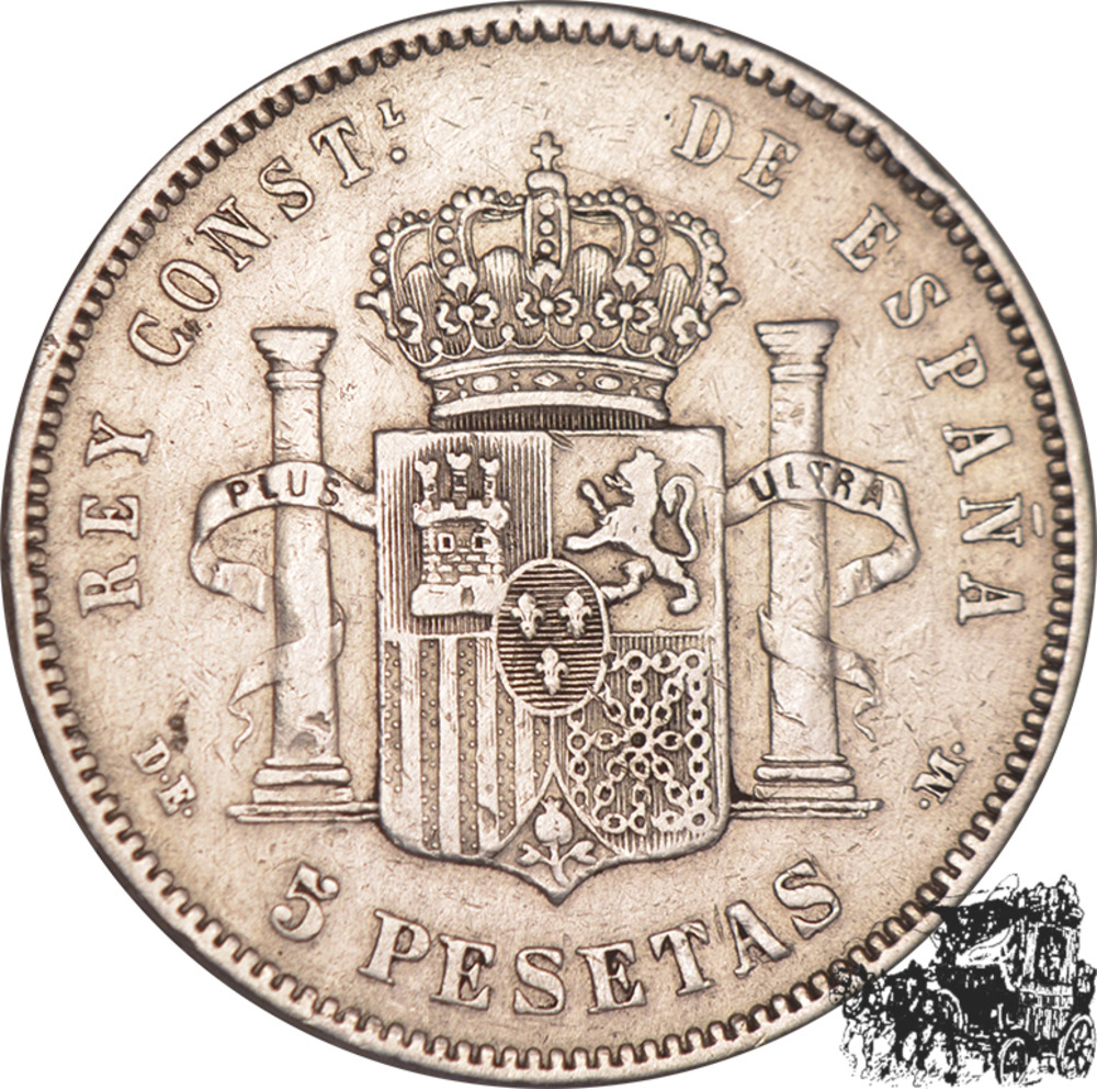 5 Pesetas 1878 DE-M, Spanien 5 Pesetas 1878 DE-M, Spanien