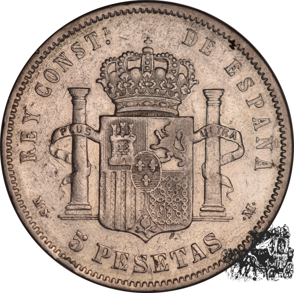 5 Pesetas 1884 MS-M, Spanien 5 Pesetas 1884 MS-M, Spanien