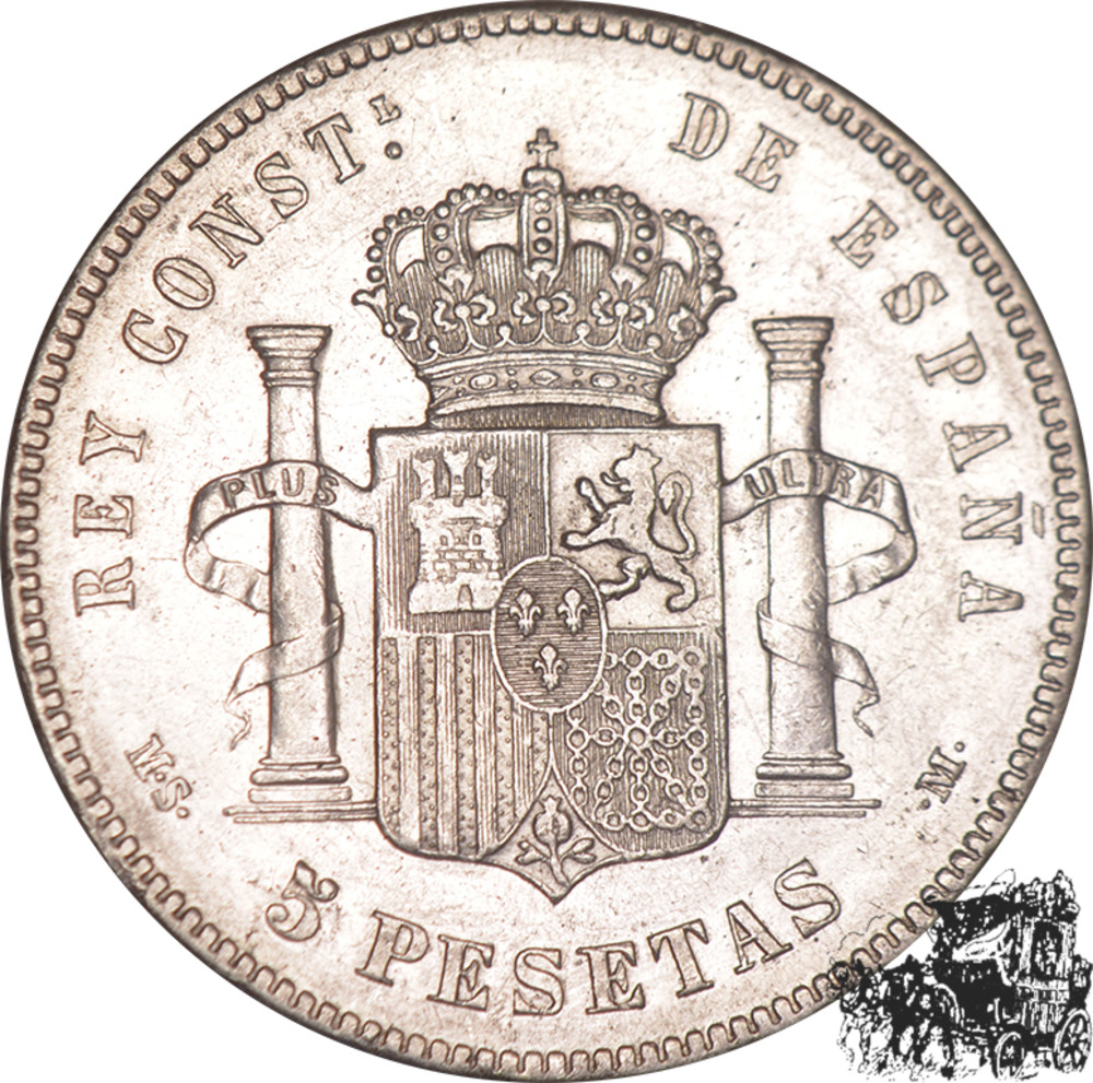 5 Pesetas 1885 MS-M, Spanien 5 Pesetas 1885 MS-M, Spanien