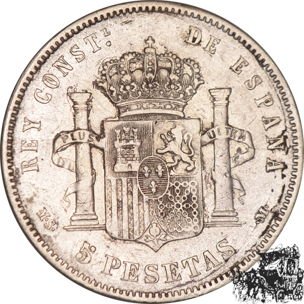 5 Pesetas 1885 MS-M, Spanien 5 Pesetas 1885 MS-M, Spanien