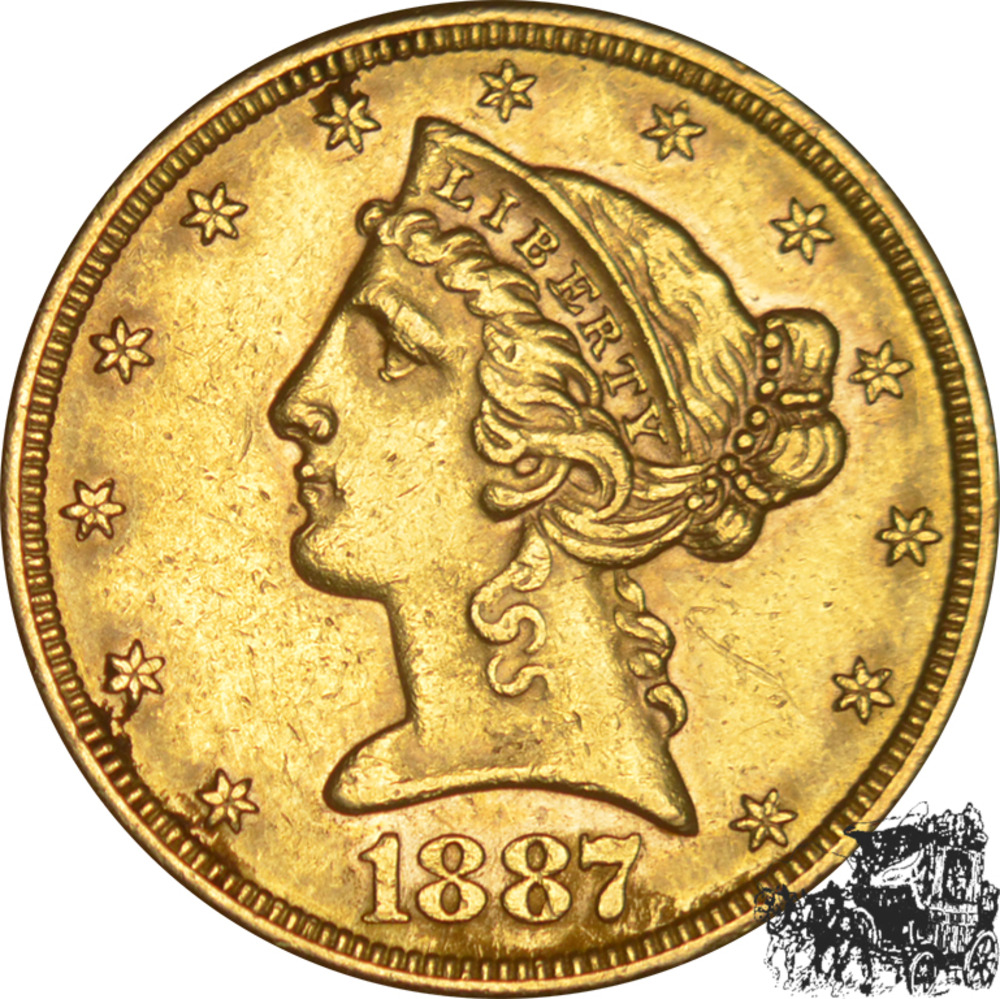 5 Dollar 1887 S - USA, Coronet Head 5 Dollar 1887 S - USA, Coronet Head
