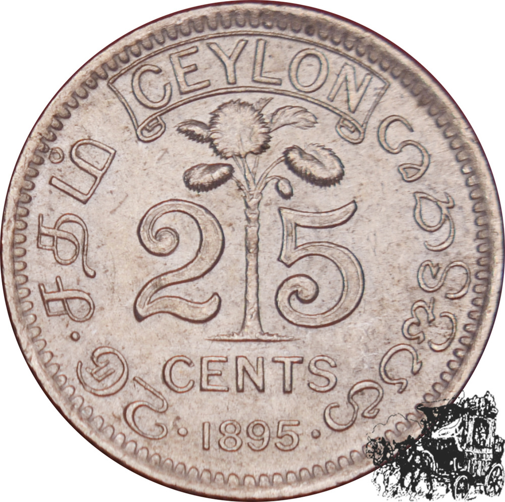 25 Cents 1895 Ceylon 25 Cents 1895 Ceylon