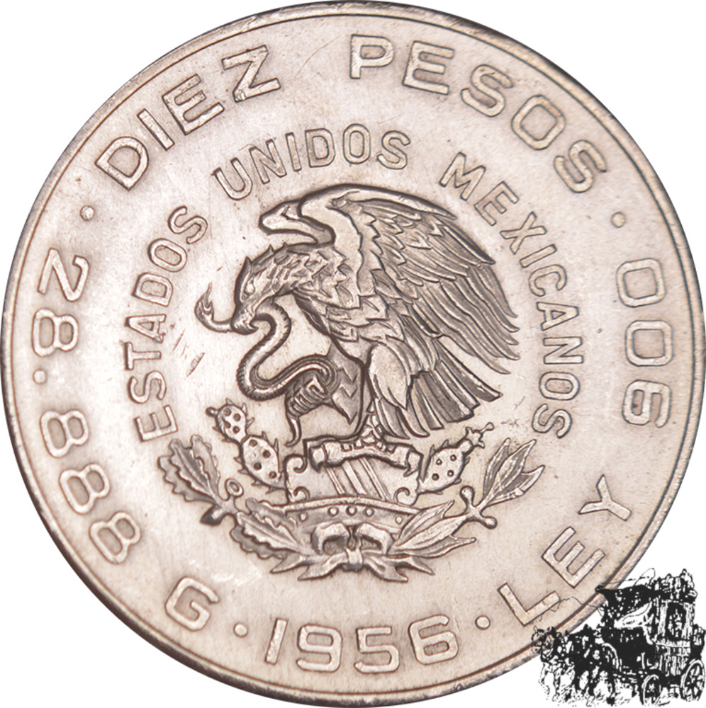 10 Pesos 1956 - Mexiko, Miguel Hidalgo