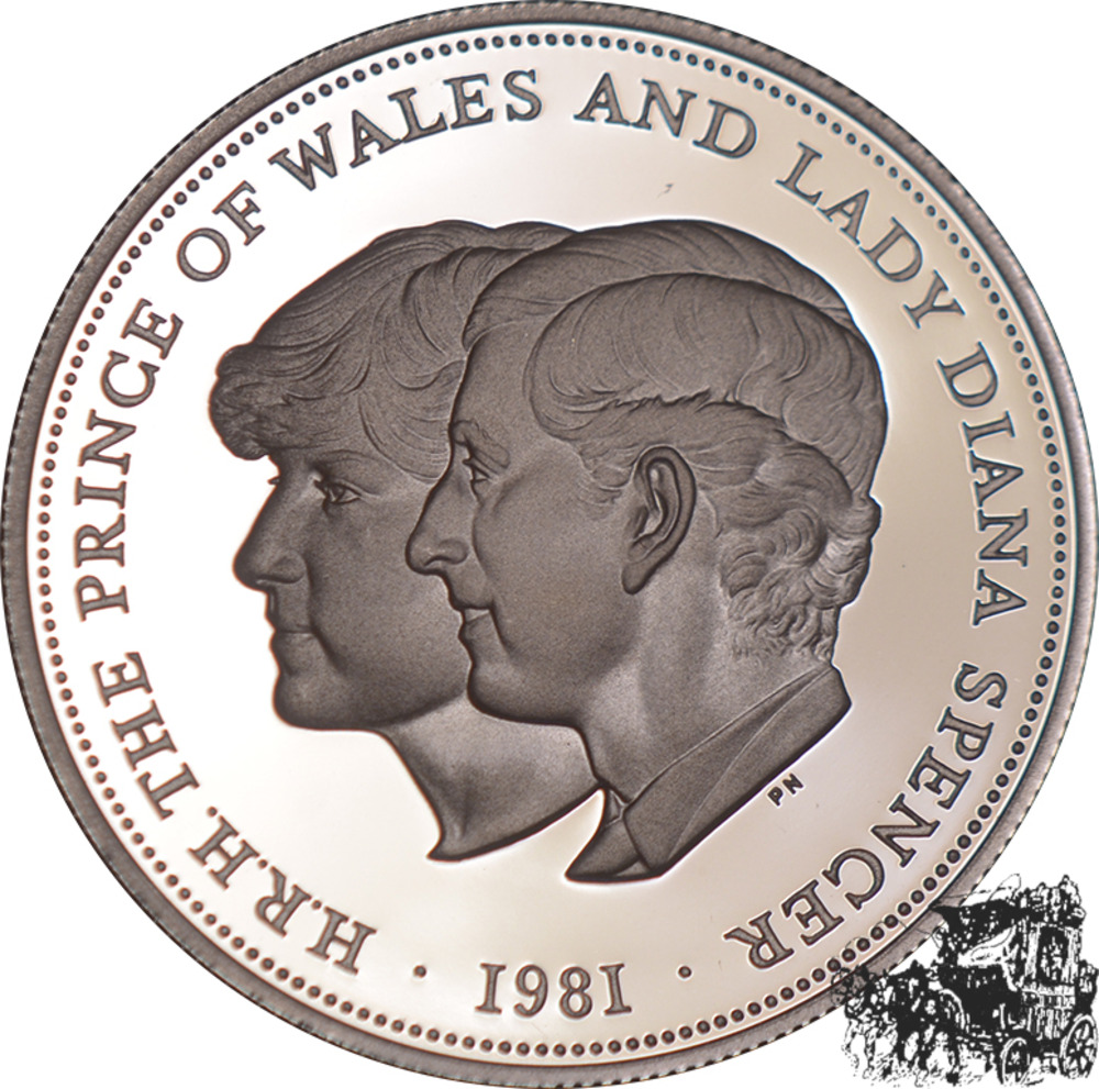 25 Pence 1981 - Hochzeit Prinz Charles & Diana - Originaletui mit Zertifikat (beschrieben)