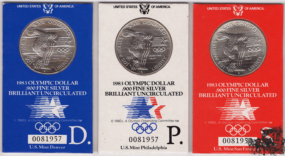 3 x 1 Dollar 1983 Set - Olympiade 3 x 1 Dollar 1983 Set - Olympiade