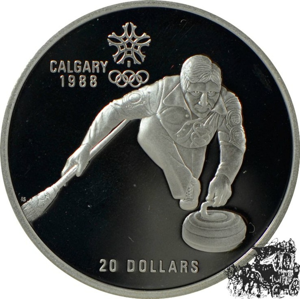 20 Dollar 1987 - Olympiade - Curling, im Etui 20 Dollar 1987 - Olympiade - Curling, im Etui