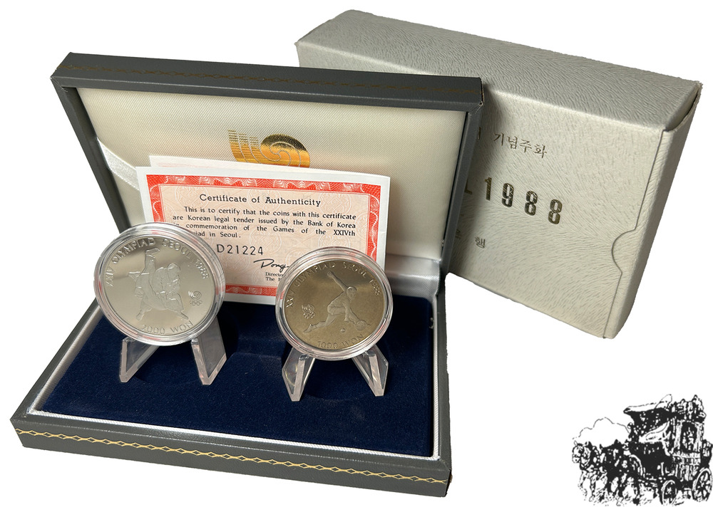 3000 Won 1987 - Tae Kwon Do & Tennis OLYMPIA SEOUL Etui & Zertifikat PP