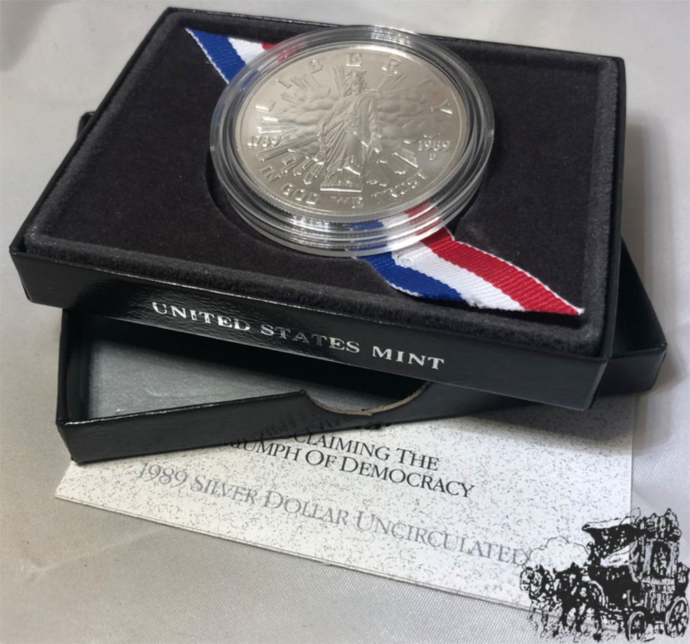 1 Dollar 1989 D - USA Kongress -im Originaletui mit Zertifikat
