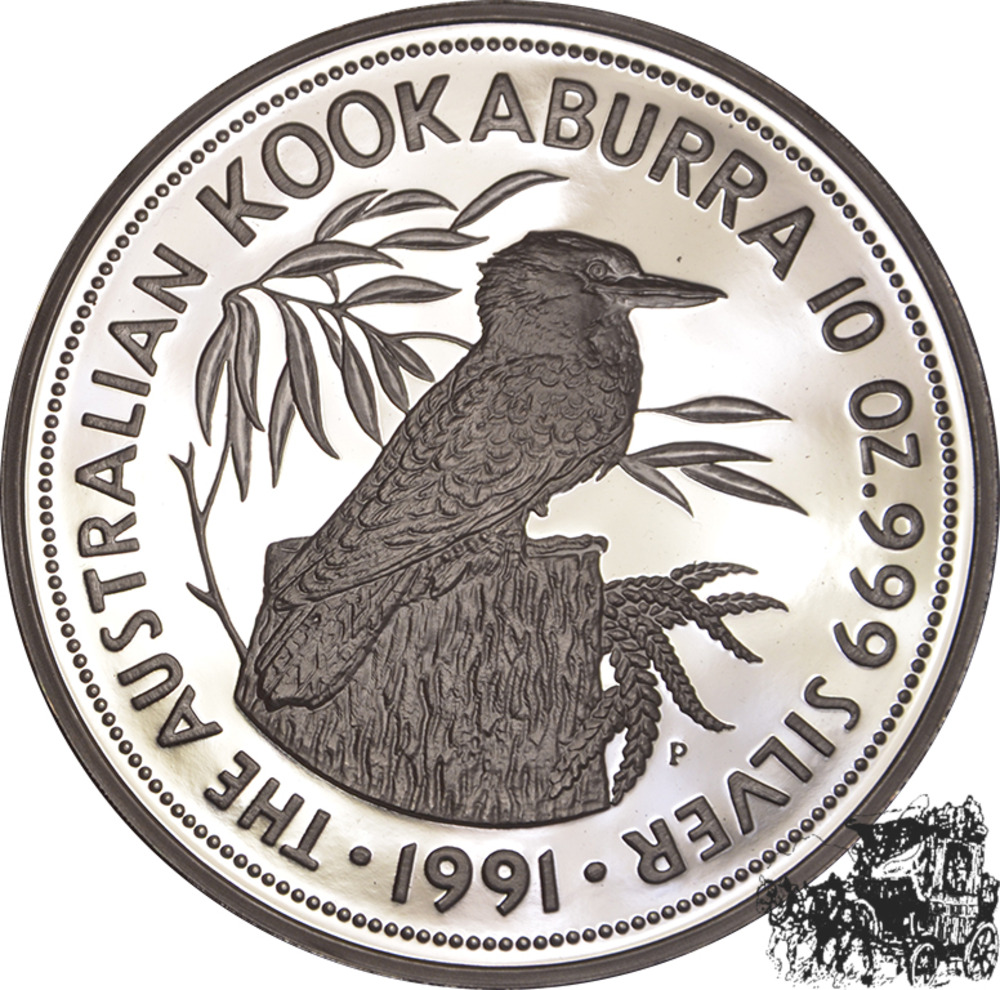 50 Dollar 1991 - Kookabura - 10oz Silber - im Originaletui mit Zertifikat