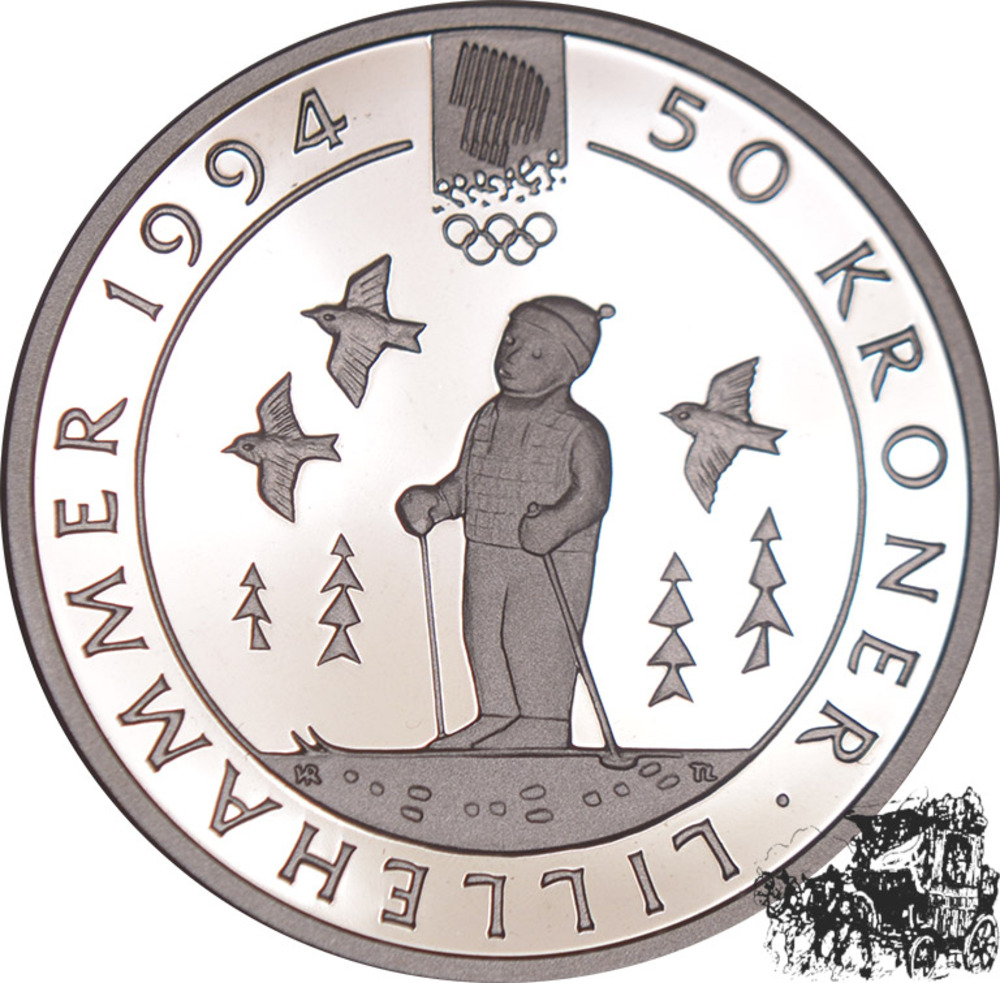 50 Kroner 1991 - Kind auf Ski