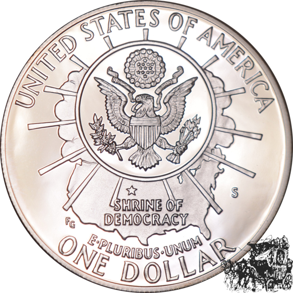 1 Dollar 1991 - Mount Rushmore - Goldapplikation 1 Dollar 1991 - Mount Rushmore - Goldapplikation