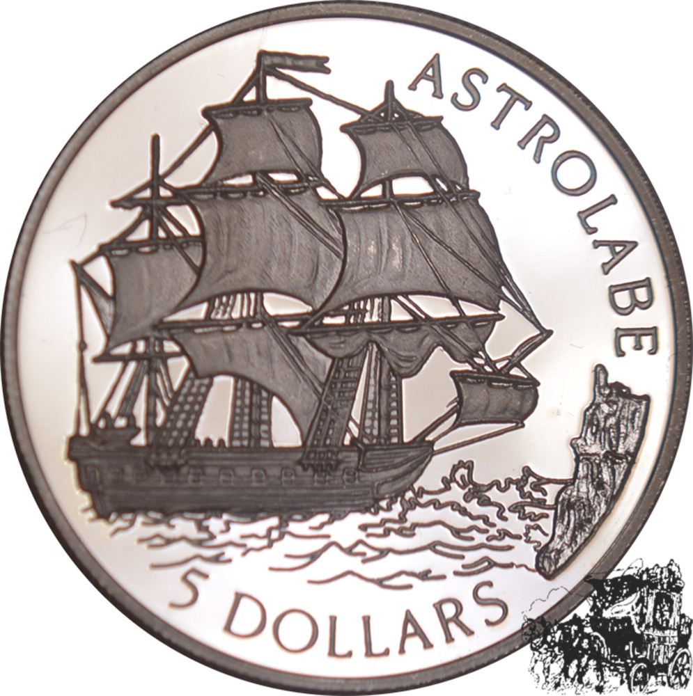 5 Dollar 1992 - Segelschiff Astrolabe