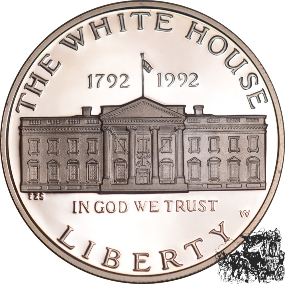 1 Dollar 1992 W - 200 Jahre Weisses Haus - im Etui ohne Zertifikat