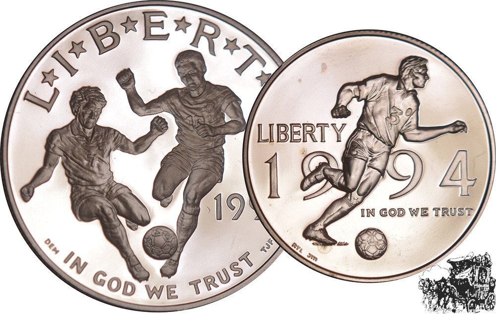 1/2 + 1 Dollar 1994 S - Fussball 1/2 + 1 Dollar 1994 S - Fussball