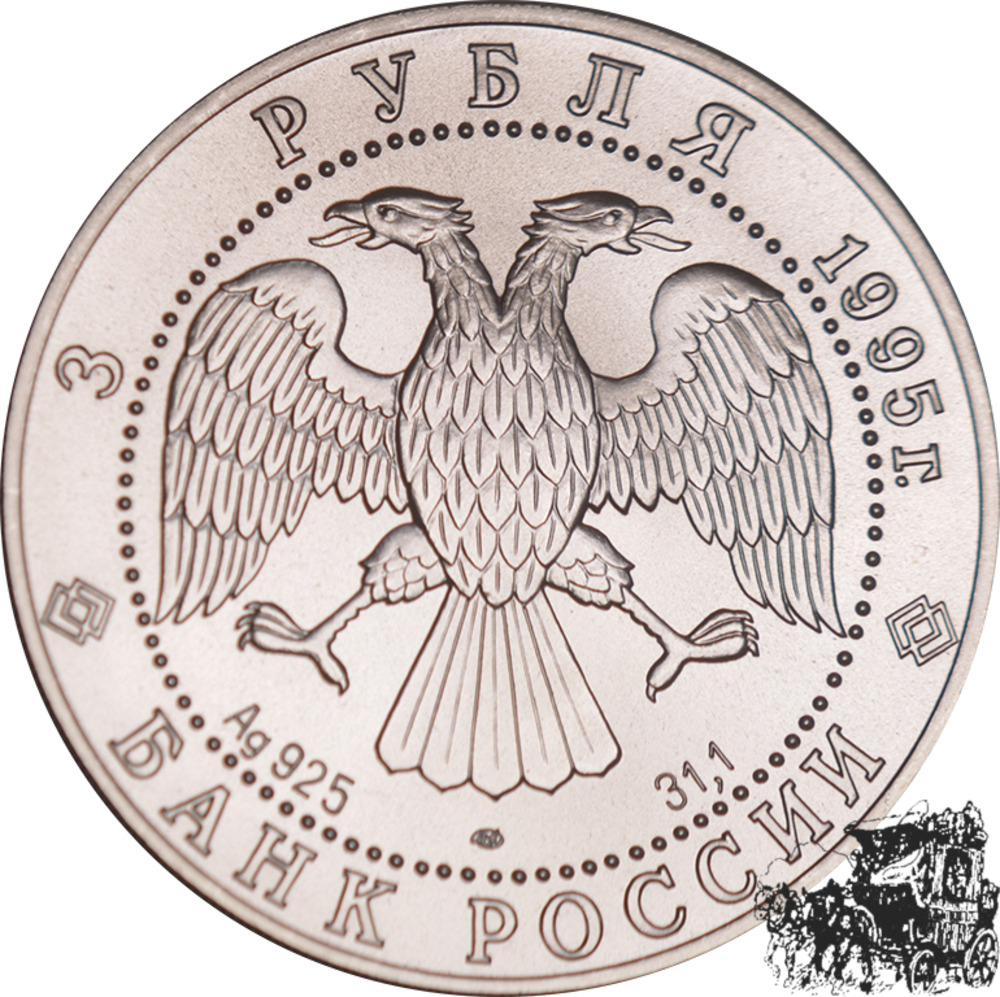 3 Rubel 1995 - Russland - Zobel