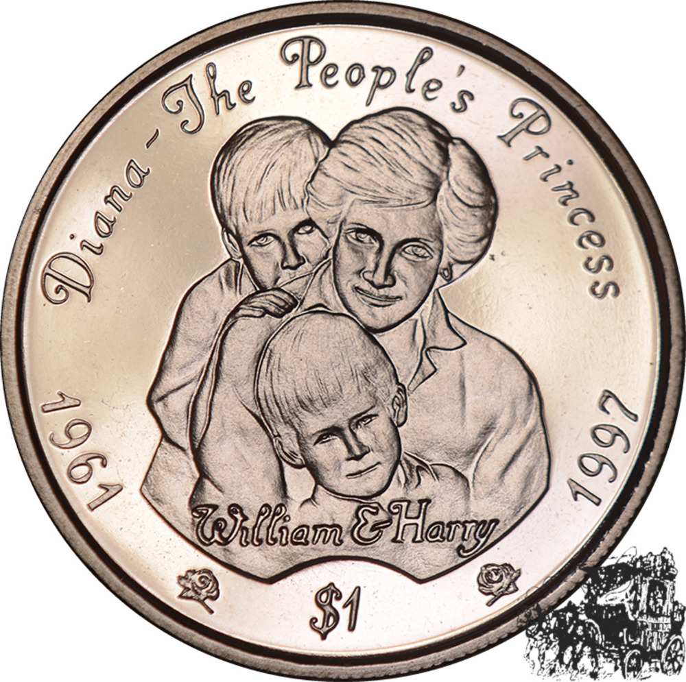 1 Dollar 1997 - Diana mit ihren Söhnen