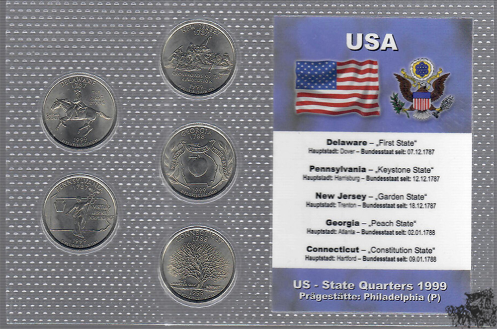 5 x 25 Cent 1999 P - USA