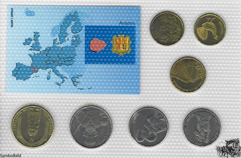 KMS - Andorra 2013, letzter Münzsatz vor Euroeinführung