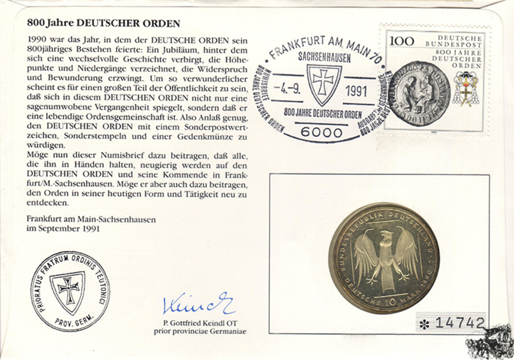 Numisbrief - 800 Jahre Deutscher Orden
