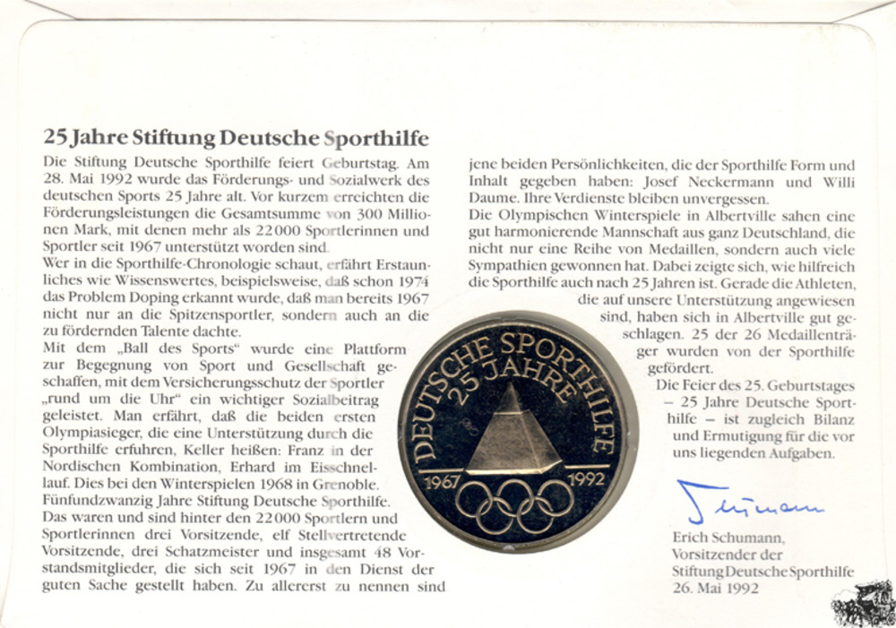 Numisbrief - 25 Jahre Deutsche Sporthilfe