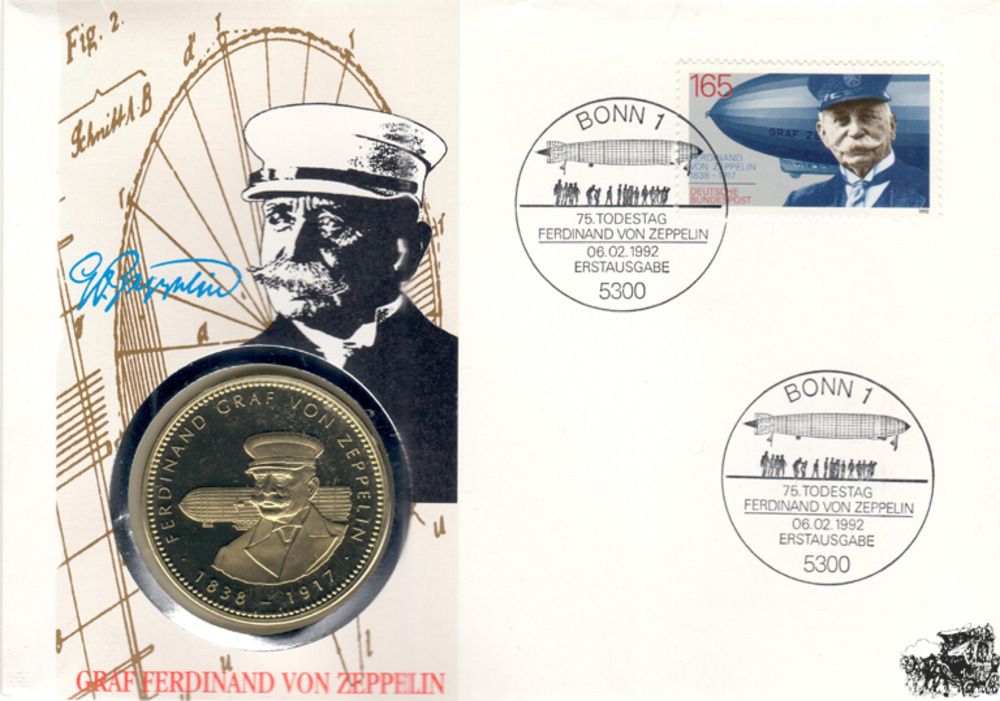 Numisbrief - 75. Todestag Graf Ferdinand von Zeppelin Numisbrief - 75. Todestag Graf Ferdinand von Zeppelin