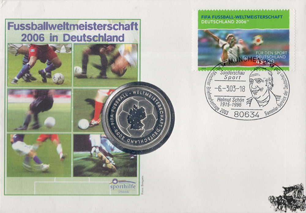 Numisbrief Deutschland - Fussballweltmeisterschaft in Deutschland 2006, 10 Euro Fussball WM
