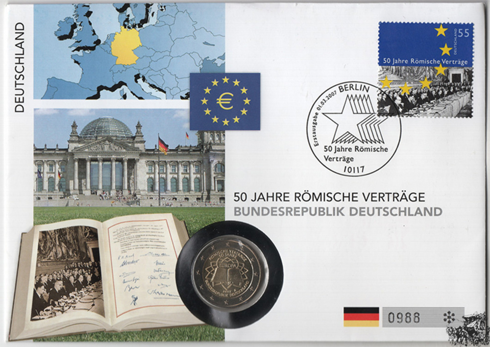 Numisbrief Deutschland - 2 Euro A 50 J. Römische Verträge Numisbrief Deutschland - 2 Euro A 50 J. Römische Verträge