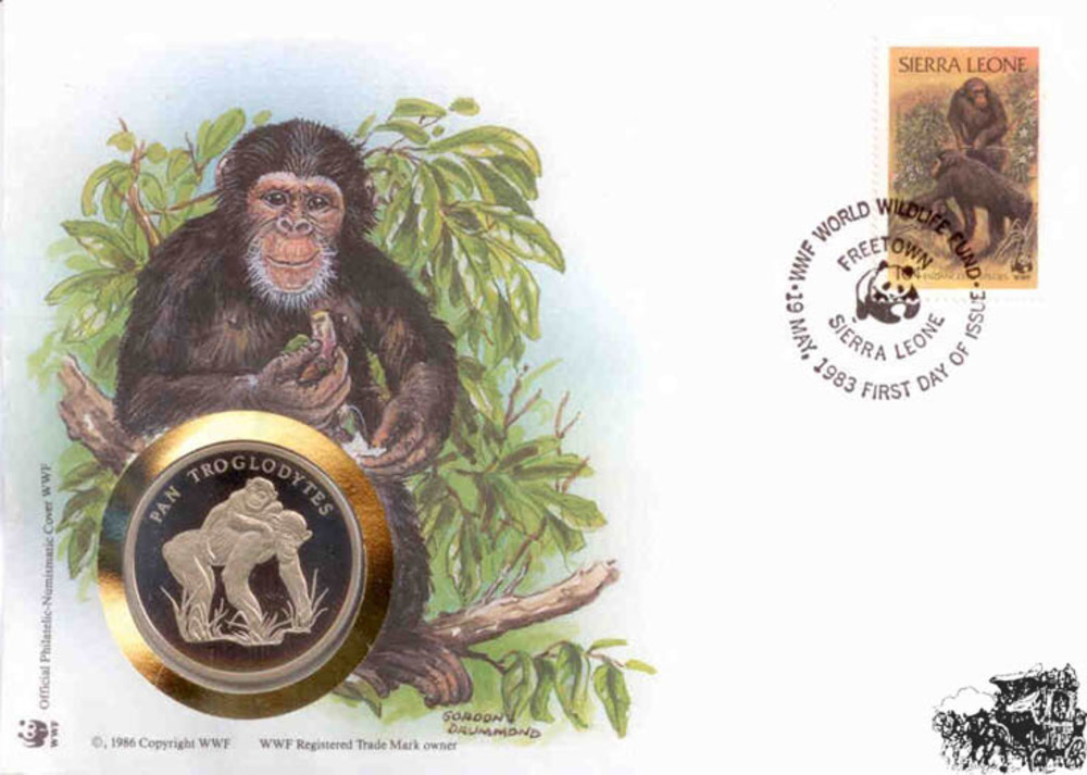 Numisbrief Sierra Leone - WWF Schimpansen