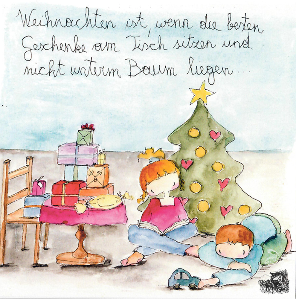 Weihnachten ist, wenn die besten Geschenke am Tisch sitzen und nicht unterm Baum liegen... - Kunstbillet von Michaela Mara