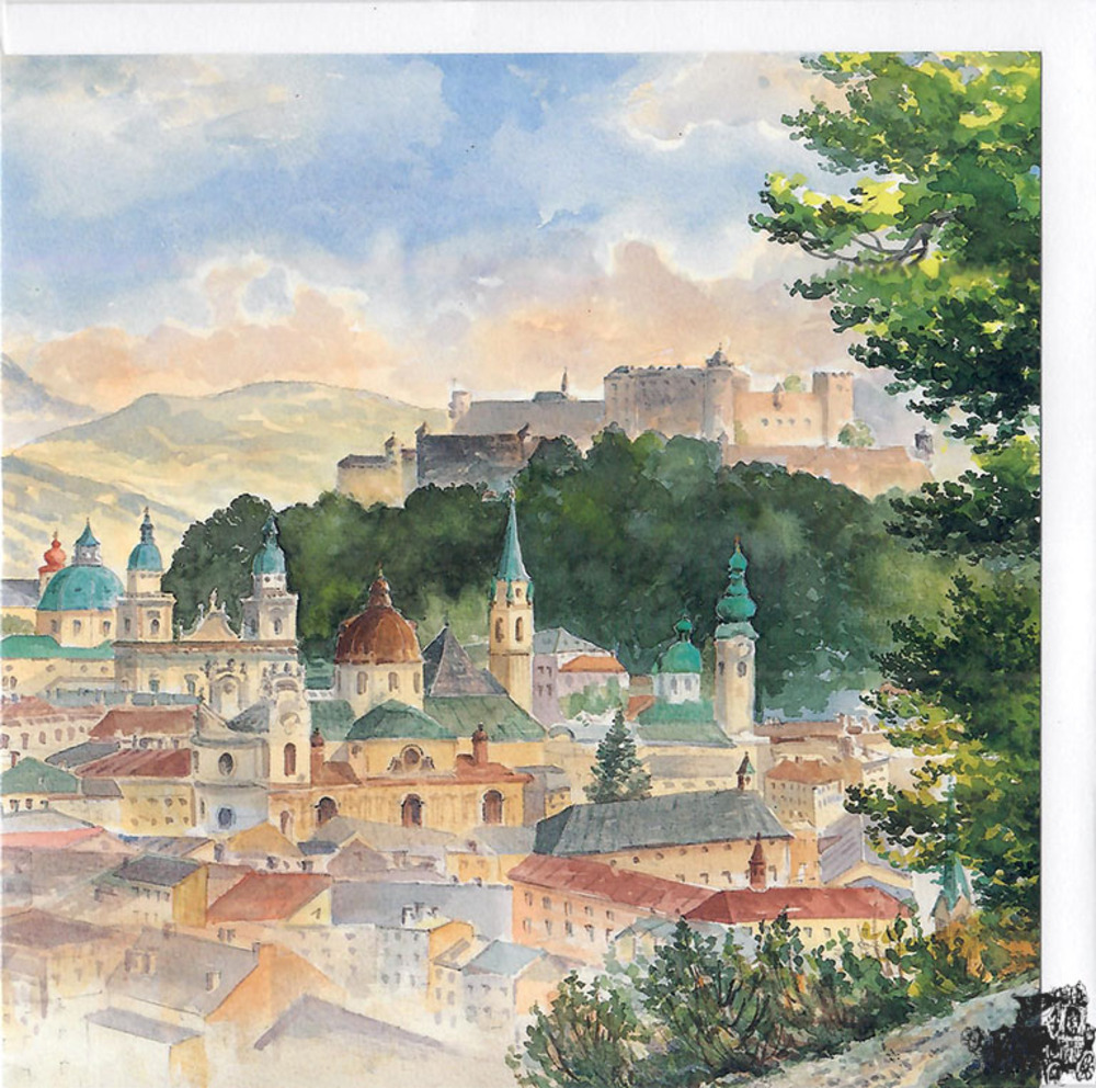 Sommerlicher Altstadtblick - Kunstbillet von Leopold Forsthuber