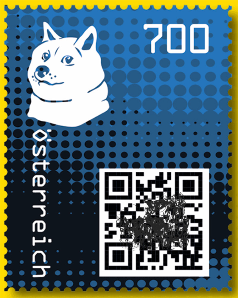 Briefmarken Strasser Webshop | Shop - 7,00 - Crypto stamp mit intaktem  Sicherheitsetikett - DOGE - blau - 6 stelliger Code - Österreich ** 2020