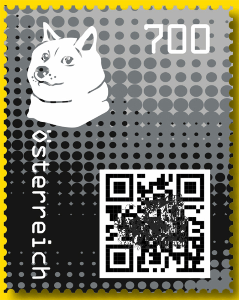 Briefmarken Strasser Webshop | Shop - 7,00 - Crypto stamp mit intaktem  Sicherheitsetikett - DOGE - schwarz - 6 stelliger Code - Österreich ** 2020