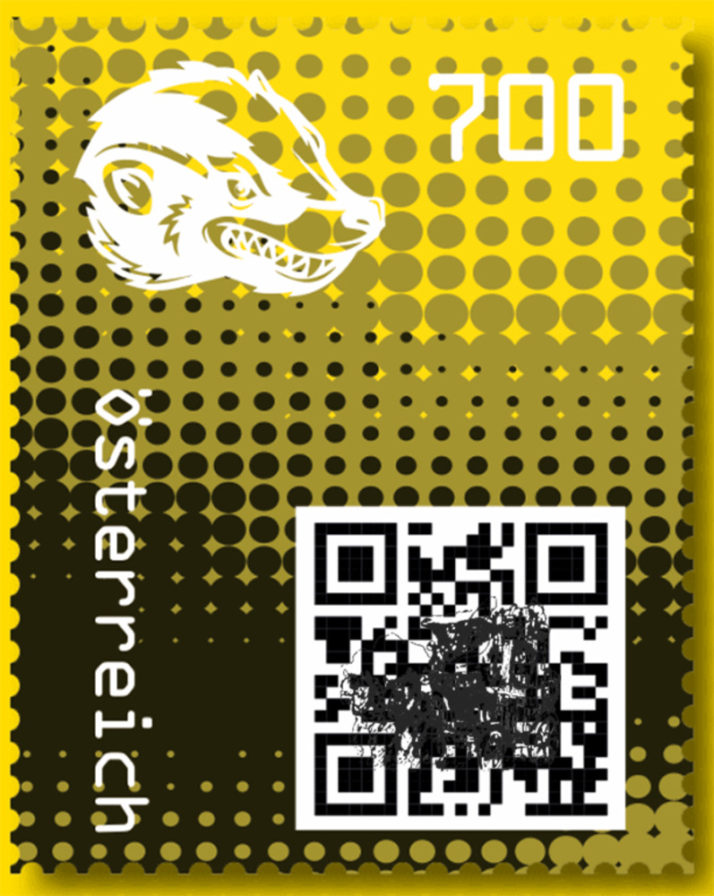 Briefmarken Strasser Webshop | Shop - 7,00 - Crypto stamp mit intaktem  Sicherheitsetikett - HONIGDACHS - gelb - 6 stelliger Code - Österreich **  2020