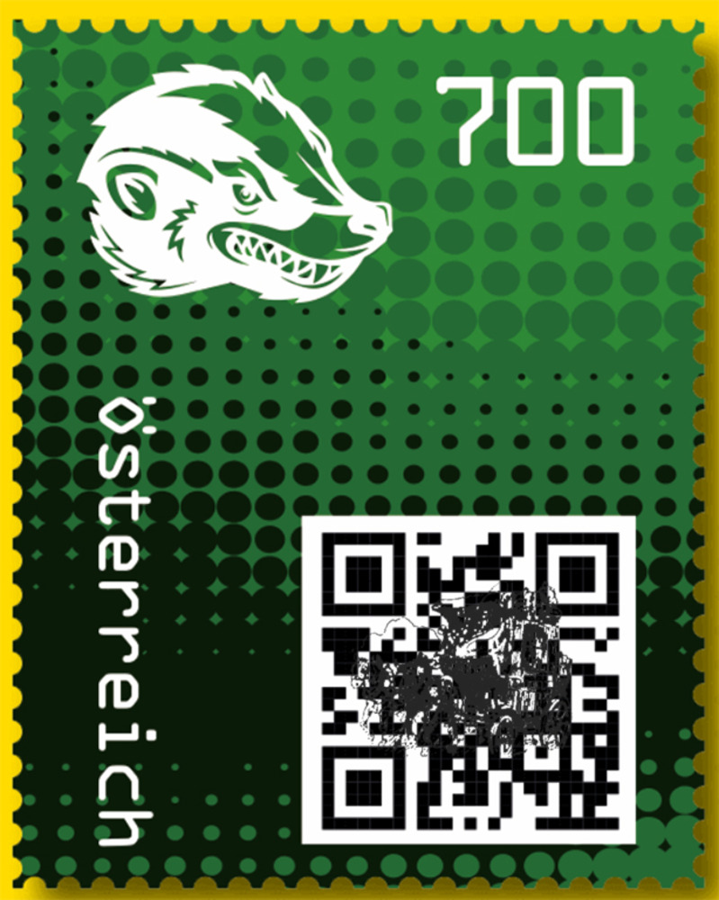 Briefmarken Strasser Webshop | Shop - 7,00 - Crypto stamp mit intaktem  Sicherheitsetikett - HONIGDACHS - grün - 6 stelliger Code - Österreich **  2020