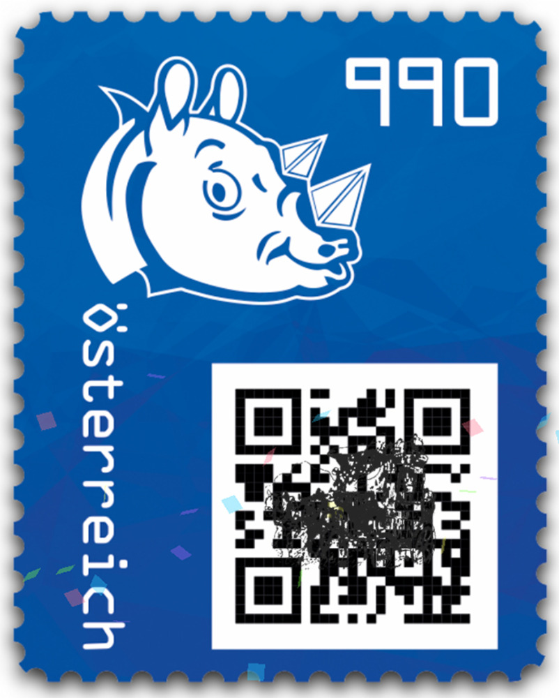 Briefmarken Strasser Webshop | Shop - 9,90 - Crypto stamp mit intaktem  Sicherheitsetikett - RHINO - BLAU - Österreich ** 2021