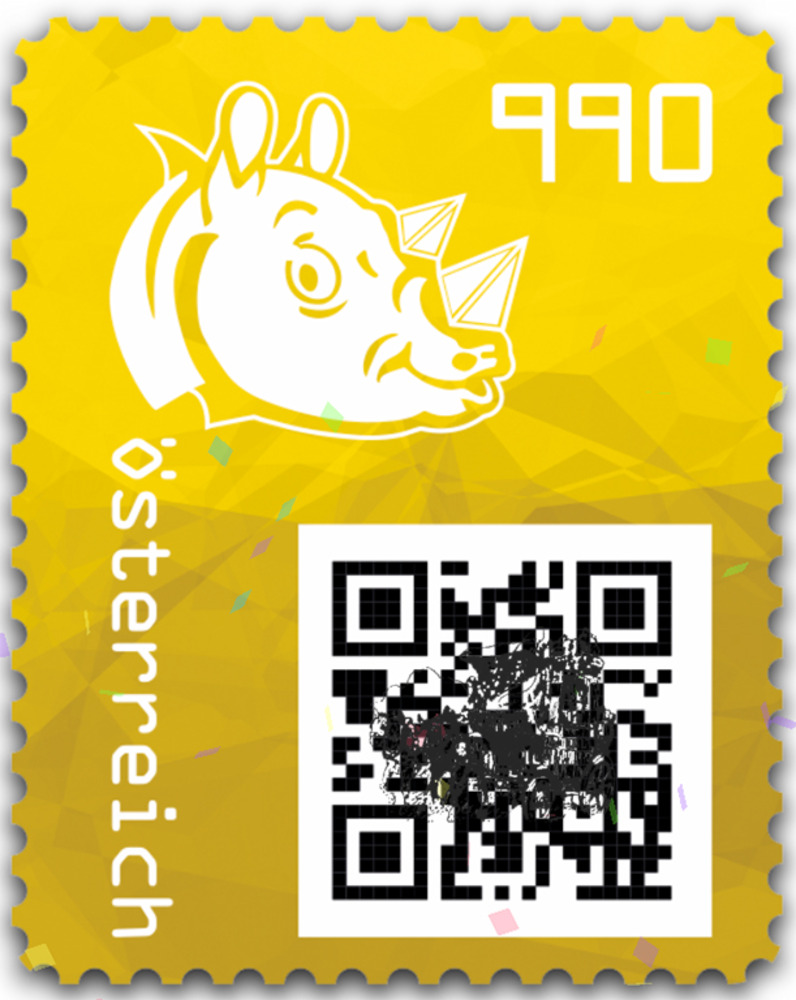 Briefmarken Strasser Webshop | Shop - 9,90 - Crypto stamp mit intaktem  Sicherheitsetikett - RHINO - GELB - Österreich ** 2021