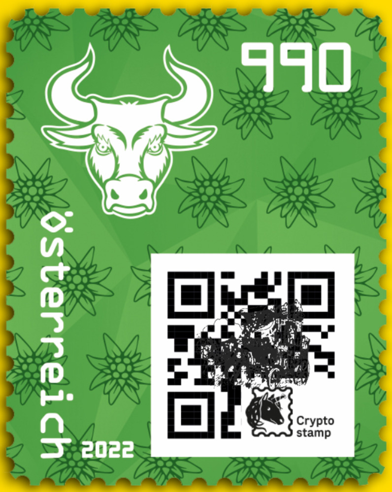 Briefmarken Strasser Webshop | Shop - 9,90 - Crypto stamp mit intaktem  Sicherheitsetikett - BULLE - grün - 6 stelliger Code - Österreich ** 2022
